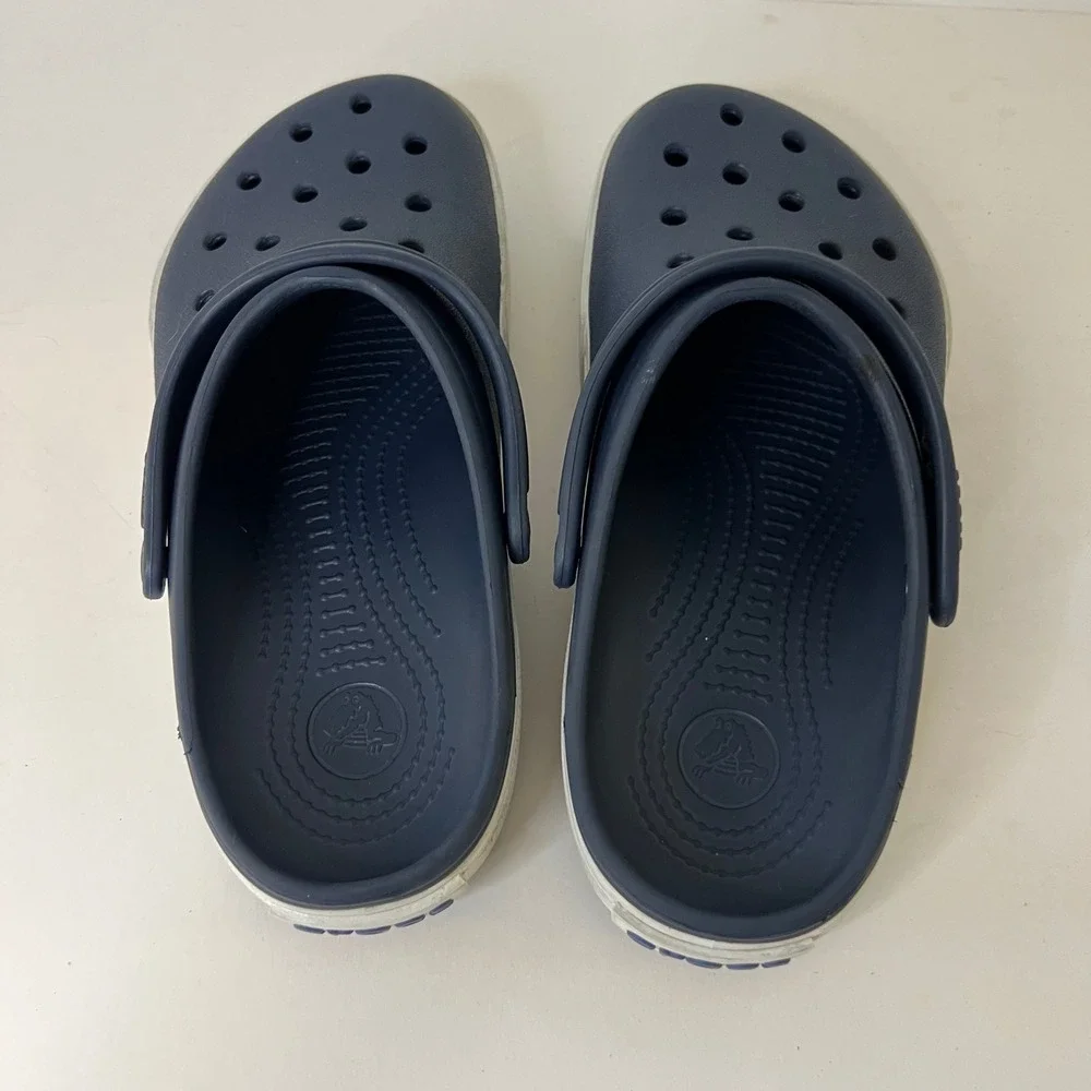 Crocs Crocband Navy Blue White Mens 7 Womens 9 Sporty‎ Clog Sandals 11016